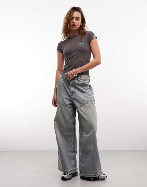 COLLUSION – Czarny krótki i obcisły T-shirt z haftowanym logo, 2 z 4