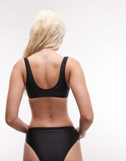 COLLUSION – Czarny krótki top od bikini, 3 z 4
