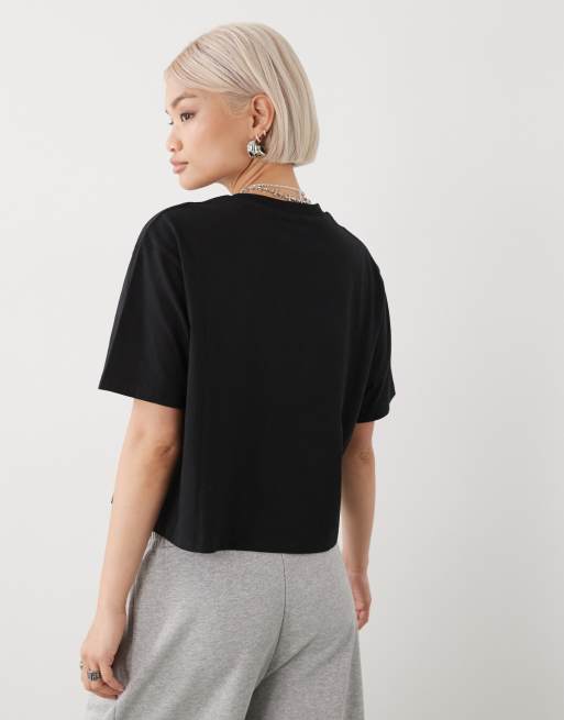 COLLUSION – Czarny, luźny T-shirt z krótkim rękawem, 4 z 4