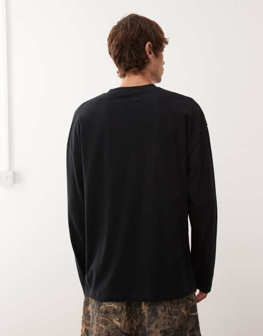 COLLUSION – Czarny T-shirt oversize w stylu skater z długimi rękawami, 3 z 5
