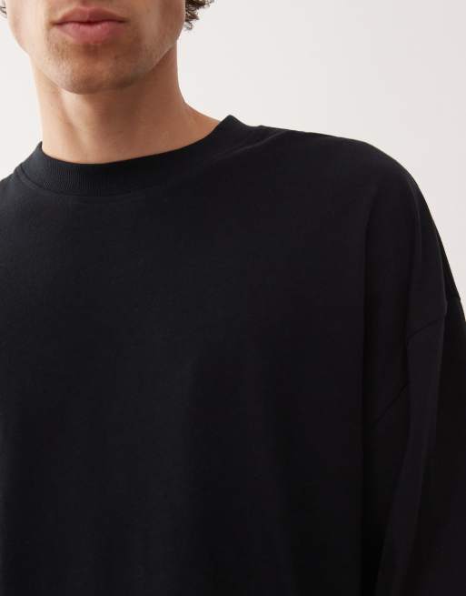 COLLUSION – Czarny T-shirt oversize w stylu skater z długimi rękawami, 5 z 5