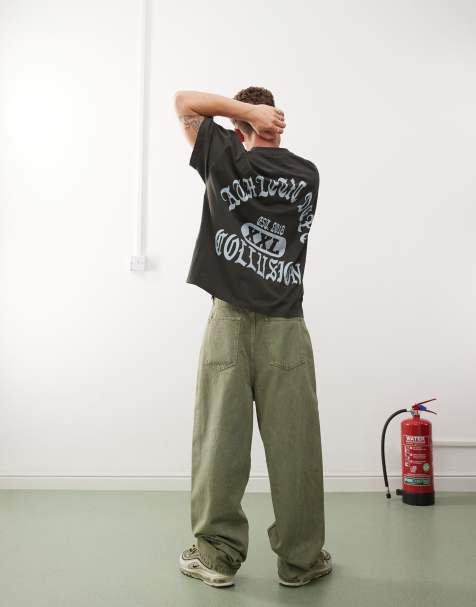 COLLUSION – Czarny T-shirt oversize z nadrukiem - view 1