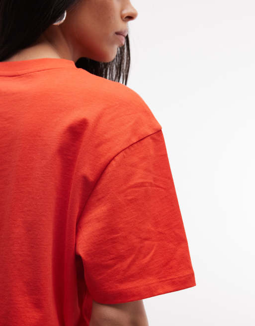 COLLUSION – Czerwony t-shirt o pudełkowym kroju z krótkim rękawem, 3 z 4