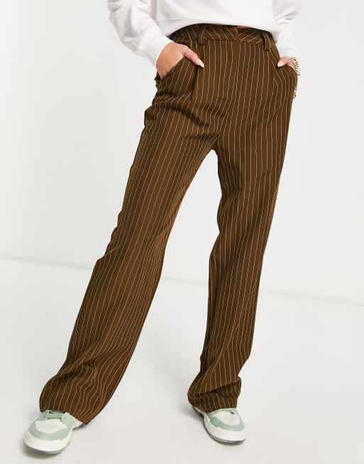 Brown and store black striped pants