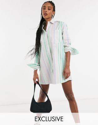 pastel stripe shirt dress