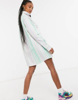 pastel stripe shirt dress