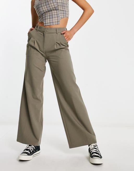 COLLUSION dad tailored pants in taupe