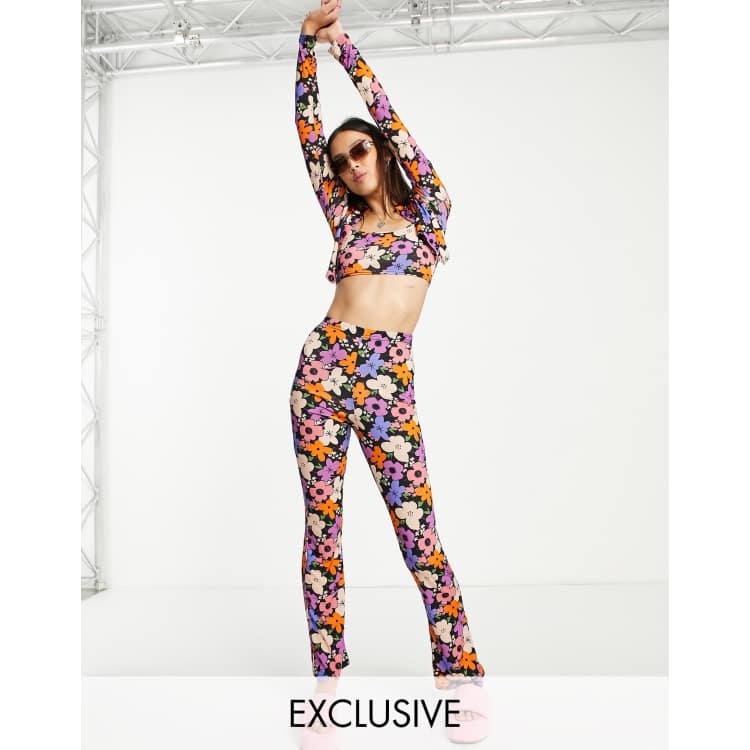 COLLUSION daisy print flared pants in multi | ASOS