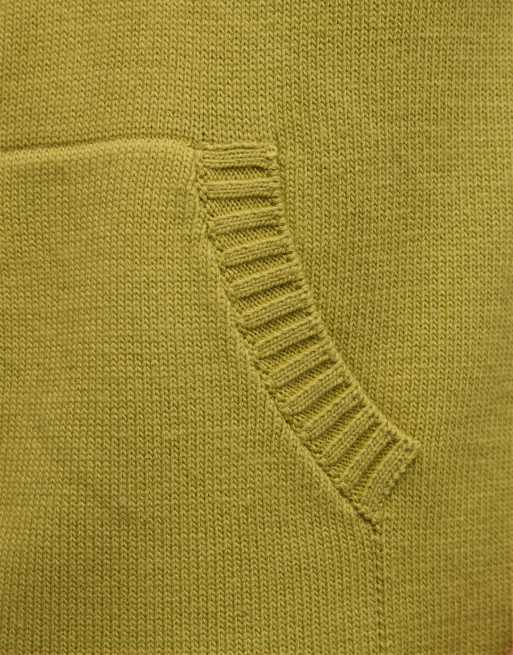 COLLUSION deep plunge long sleeve knitted hoodie in apple green, 3 of 4