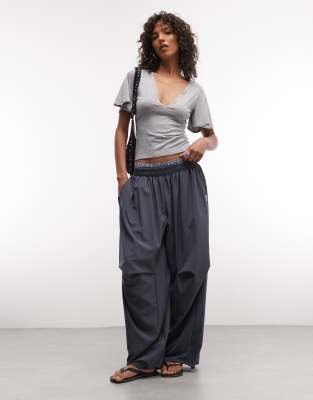 Collusion Deep V Neck Batwing Top In Red