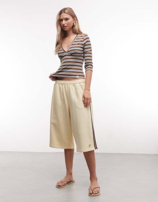 COLLUSION deep V tank top in striped print, 3 of 4