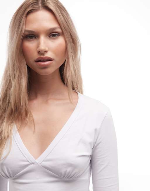 COLLUSION deep V vest top in white, 2 of 4