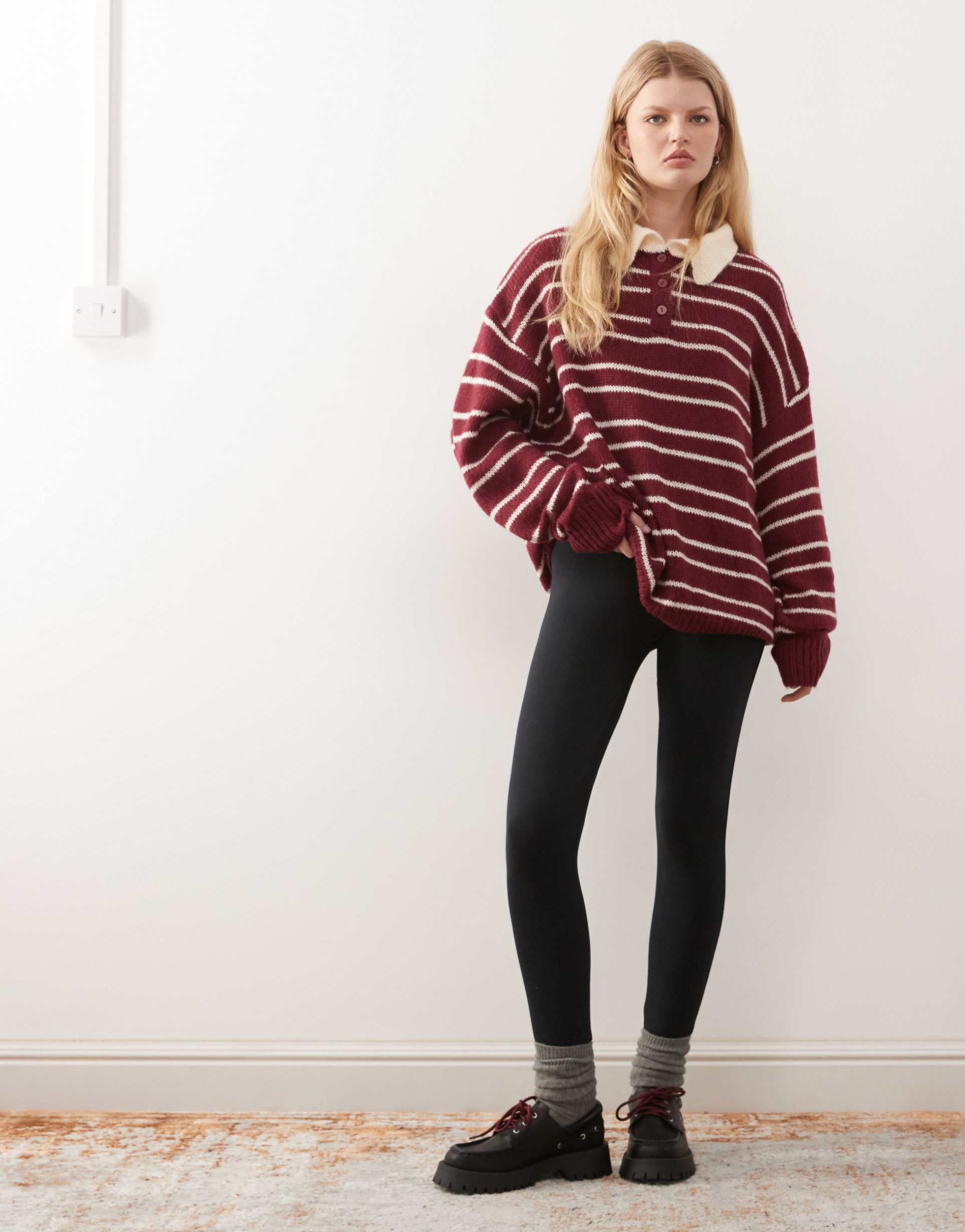 collusion deep waistband leggings in black