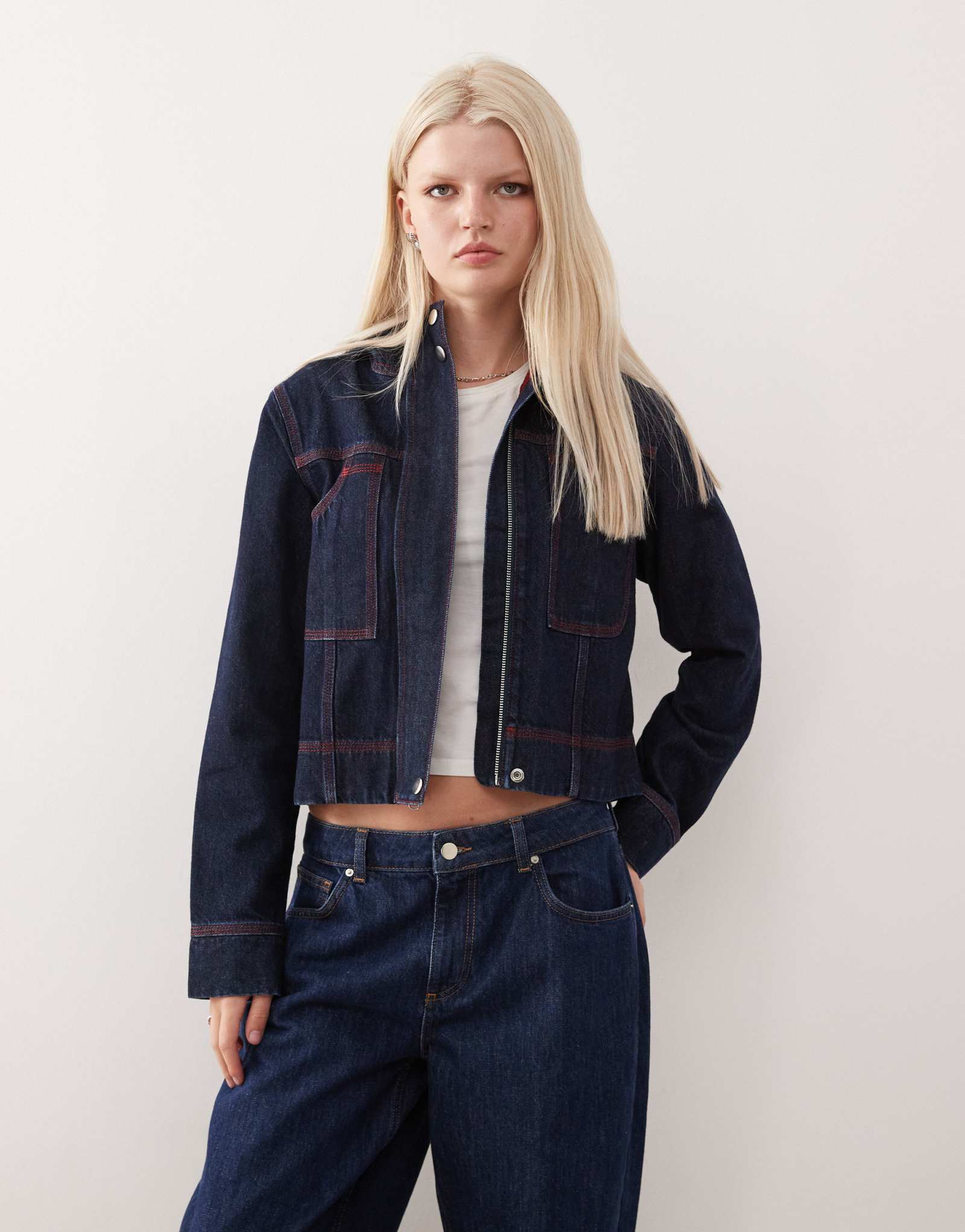 Джинсовая куртка COLLUSION denim 00-х годов с капюшоном в полоску