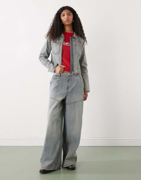 COLLUSION denim baggy jean and fitted jacket co-ord - view 1