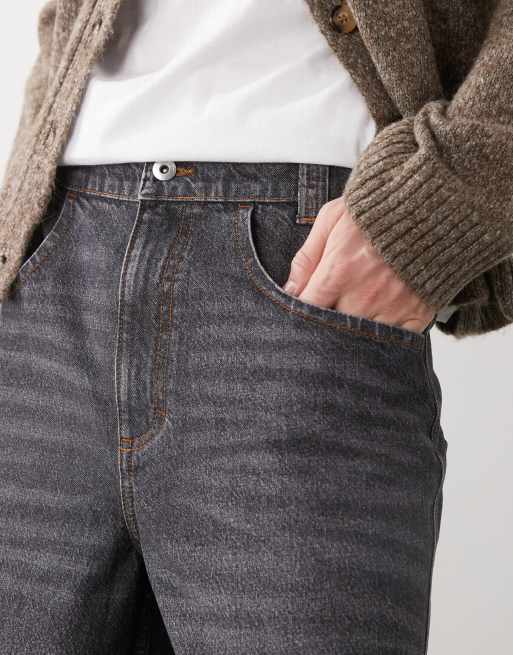 COLLUSION denim baggy skater jorts in washed black