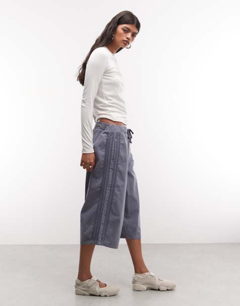 COLLUSION denim baggy track shorts in mid blue wash - view 1