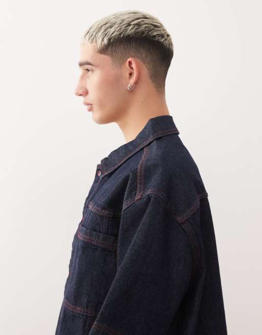 COLLUSION denim boxy oversized shirt in rinse