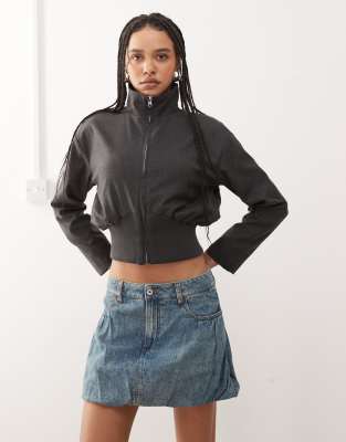 Collusion Denim Bubble Hem Skirt In Blue