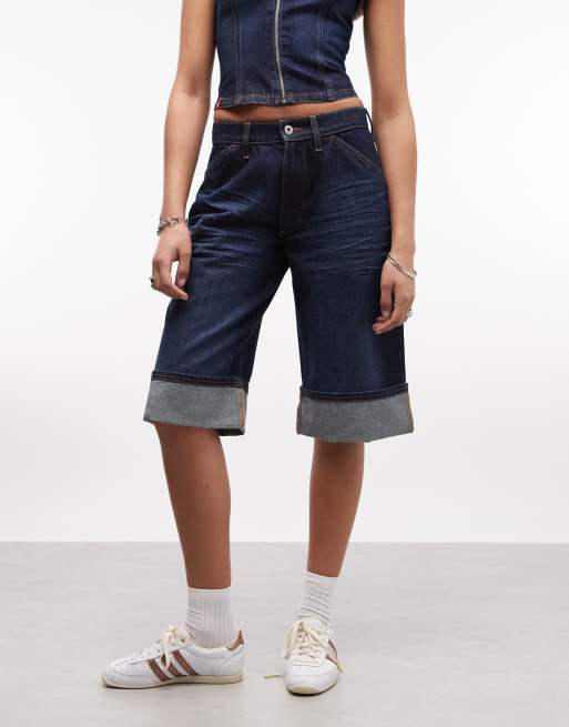 COLLUSION - Denim capribroek met omslag in rinse-wash, deel van co-ord set, 2 van 5
