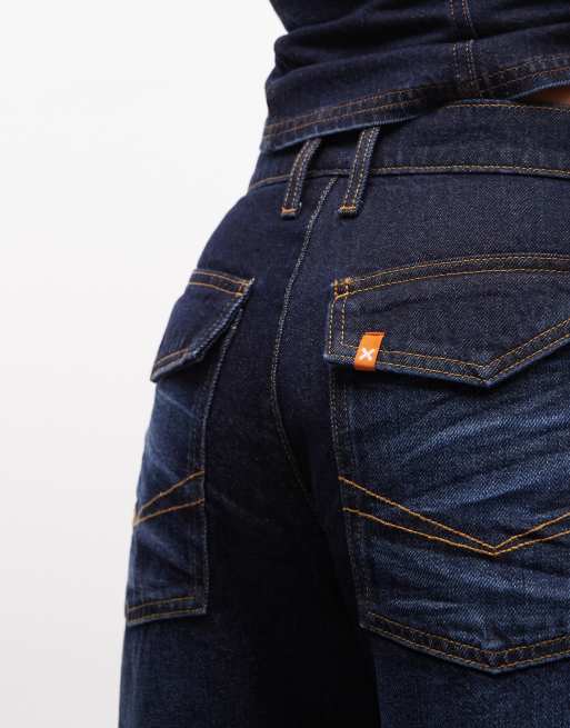 COLLUSION - Denim capribroek met omslag in rinse-wash, deel van co-ord set, 3 van 5