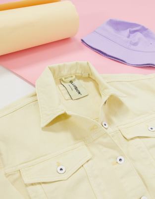 yellow cropped denim jacket