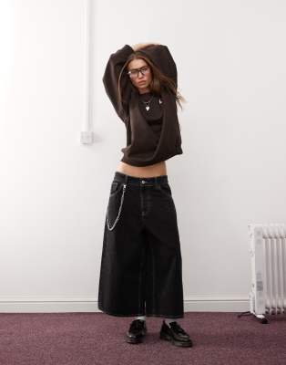 denim culotte in black