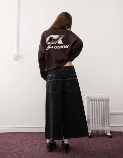COLLUSION denim culotte in black | ASOS