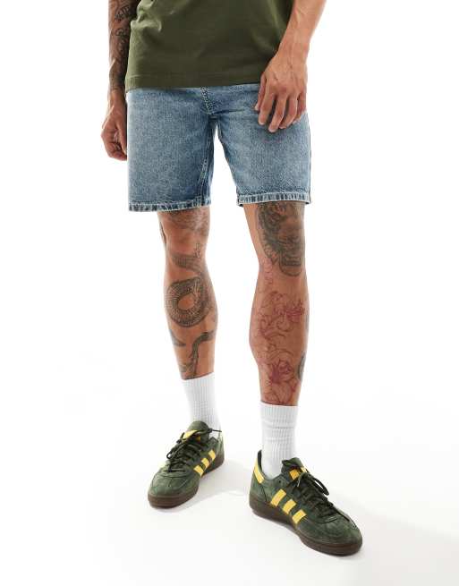 COLLUSION denim cut off shorts in midwash