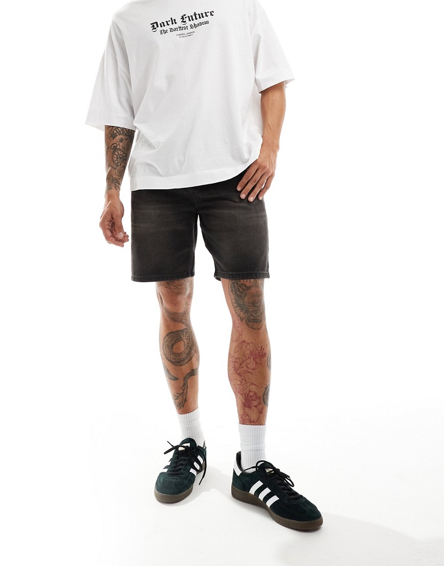 COLLUSION denim cut off shorts in washed black