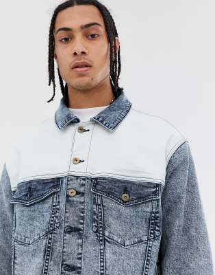 mens spliced denim jacket