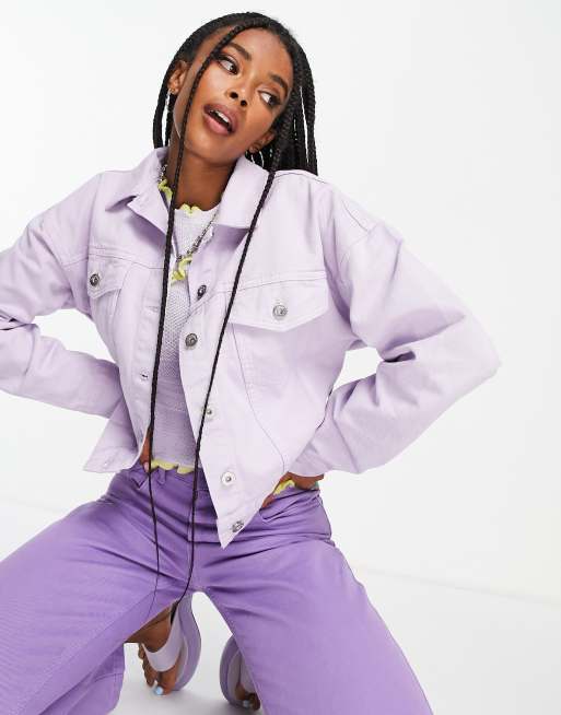 Lilac cropped hotsell denim jacket