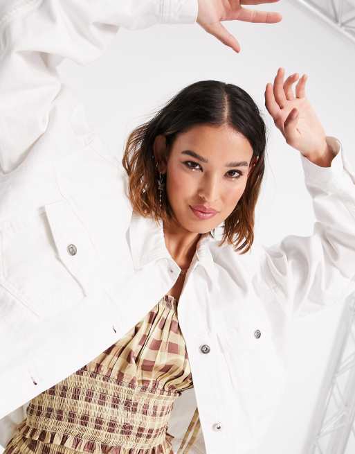 Asos white denim jacket store
