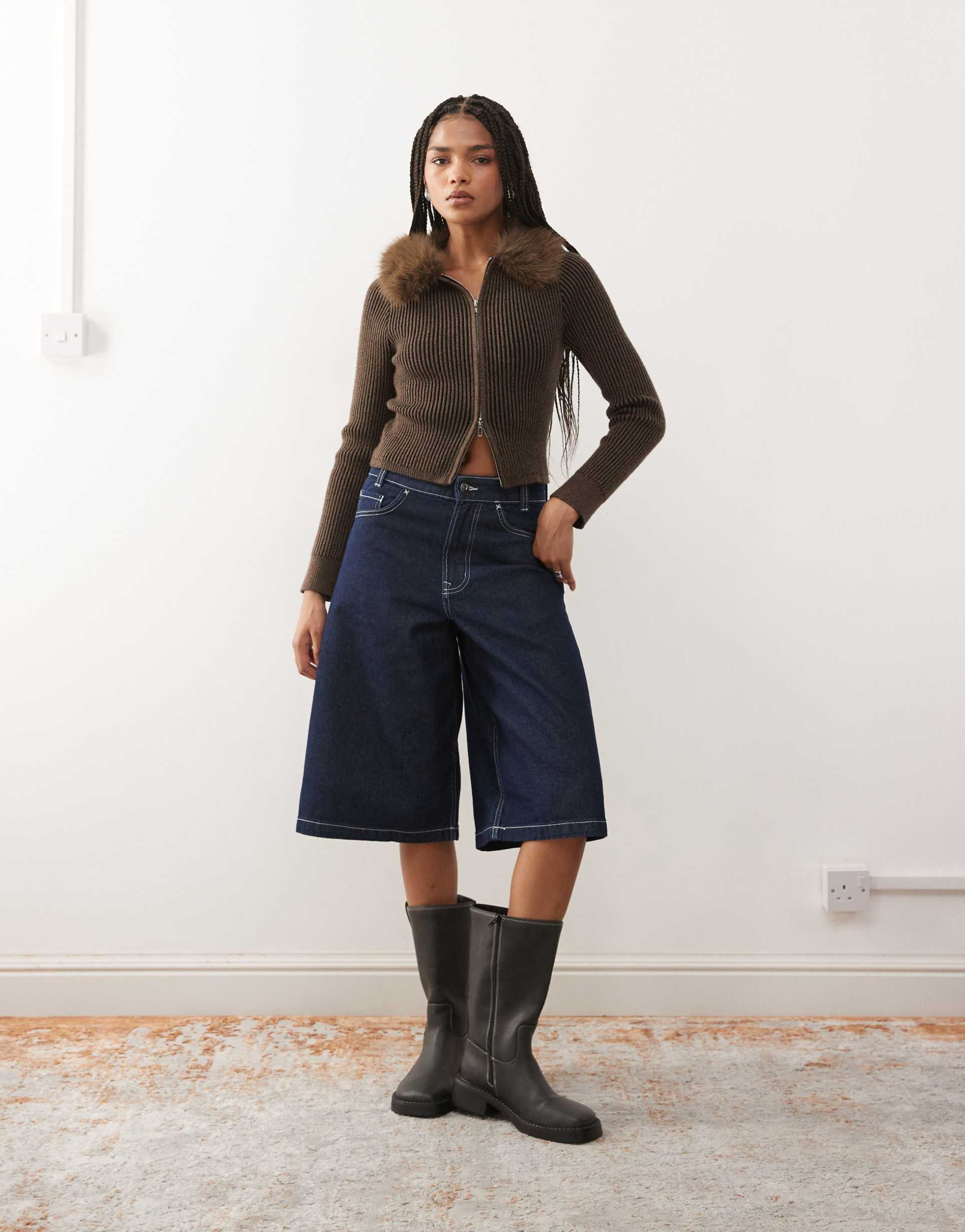 collusion denim jorts in lightwash