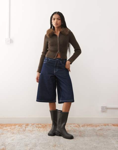 COLLUSION denim jorts in Rinse wash - view 1