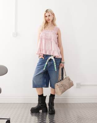 Collusion Denim Jorts In Blue