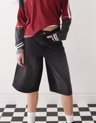 Collusion Denim Jorts In Black