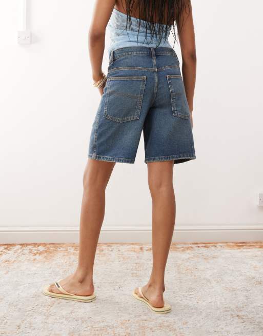COLLUSION denim loose jorts in midwash