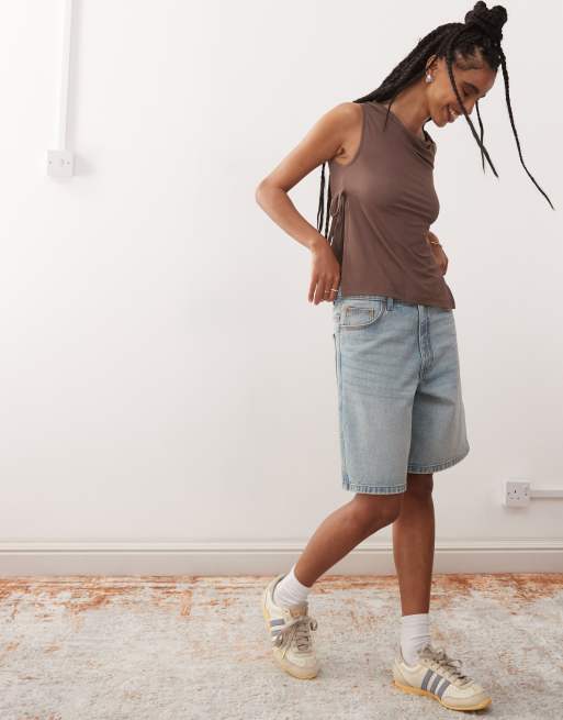 COLLUSION - Denim losse jort in vintage wassing, 4 van 5