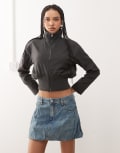 [Collusion] COLLUSION denim low rise mini skirt in light wash-Blue 14 Light wash