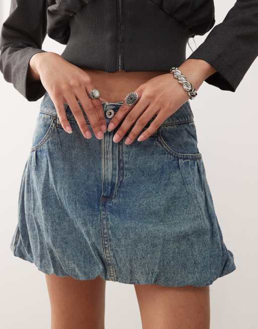 COLLUSION denim low rise mini skirt in light wash, 2 of 5