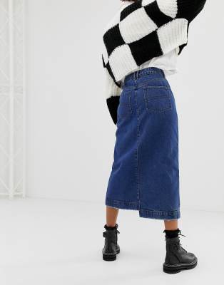 asos midi denim skirt