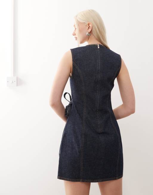 COLLUSION denim mini dress with wrap detail in rinse wash | ASOS