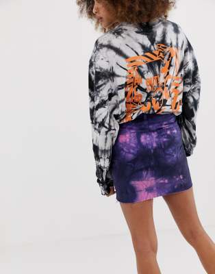 tie dye denim skirt