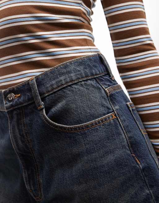 COLLUSION - Denim mom short in donkere wassing, 4 van 5