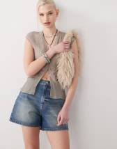 Reclaimed Vintage slash neck tank in mixed paisley print