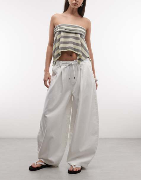 Collusion denim pull on balloon jeans in white - view 1