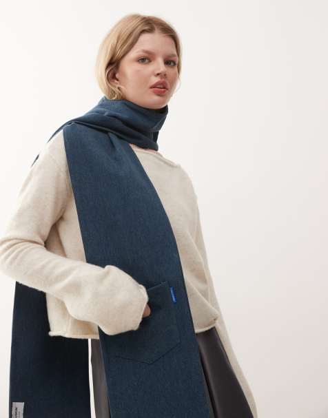 COLLUSION denim scarf in mid wash blue - view 1