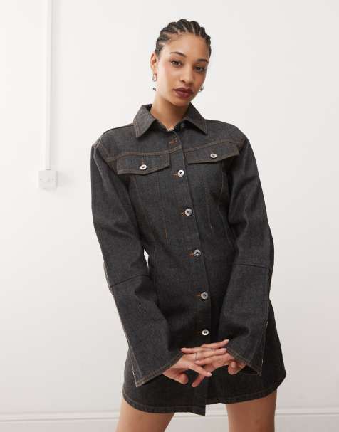 COLLUSION denim shirt dress in rinse wash - view 1