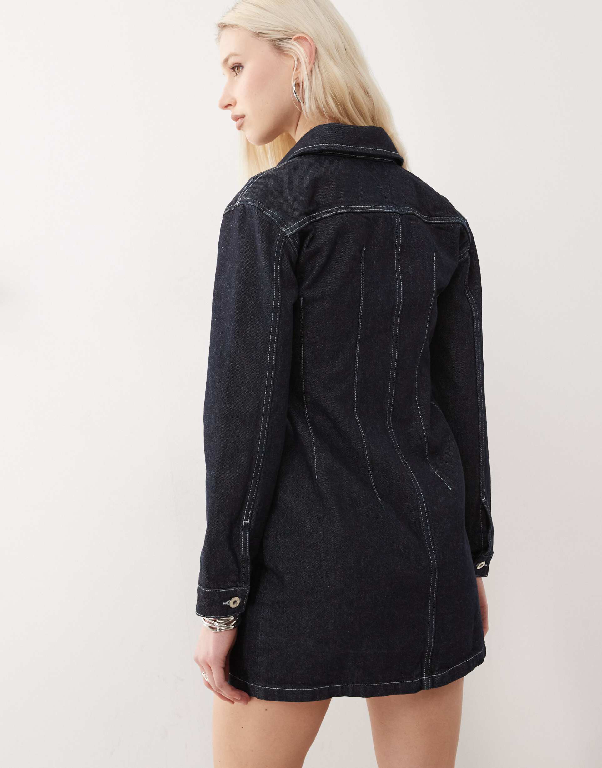 collusion denim shirt dress in rinse wash
